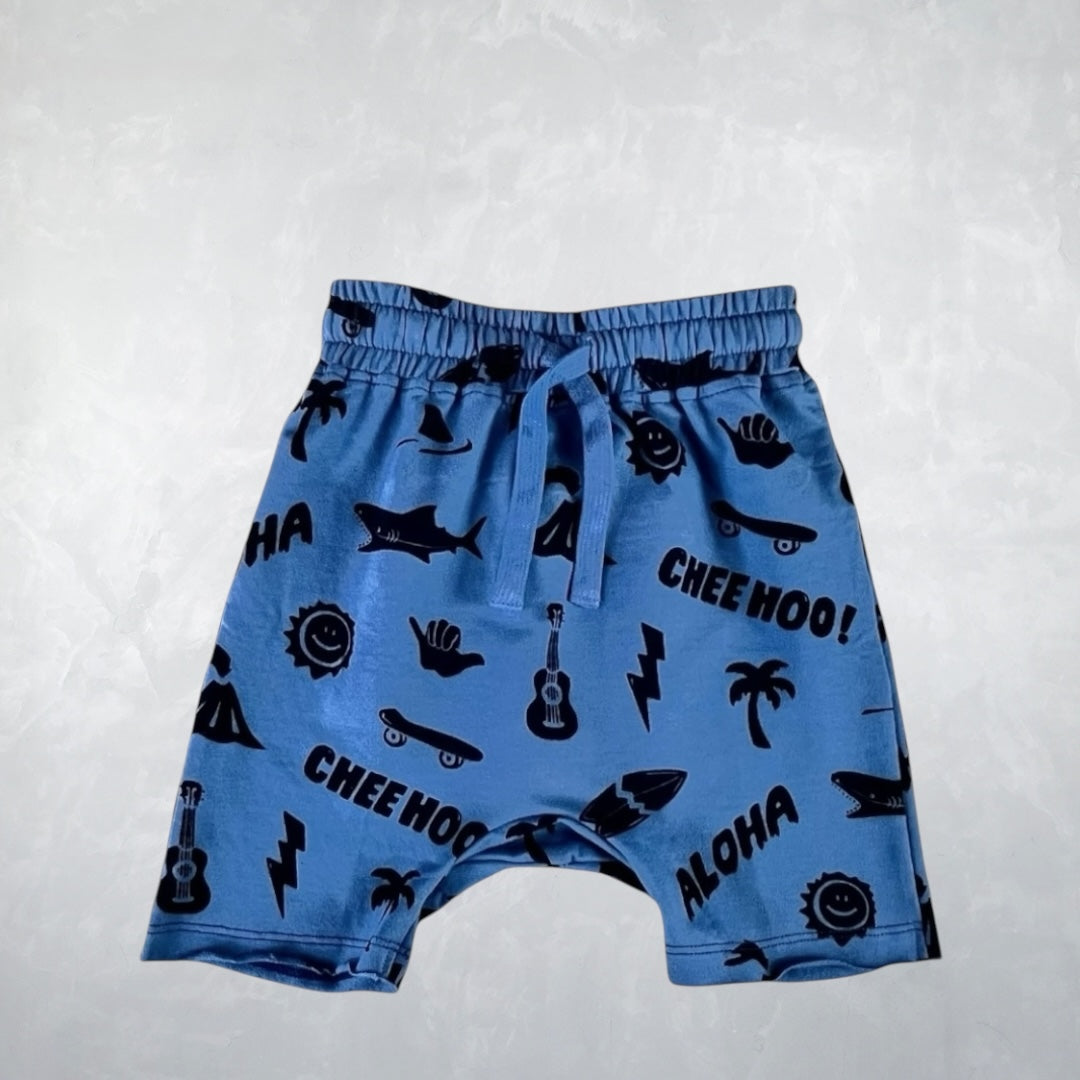 Ru Shorts  - Happy Hawaii Coast Blue