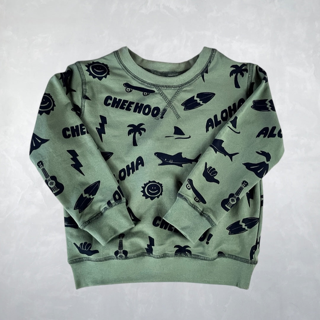 Mauka Pullover  - Happy Hawaii Olive Green