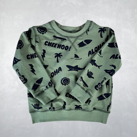 Mauka Pullover  - Happy Hawaii Olive Green