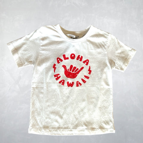 Motif Tee - Shaka Aloha White & Red