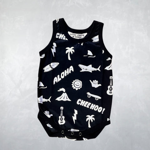 Anchor Onesie - Happy Hawaii Black & White