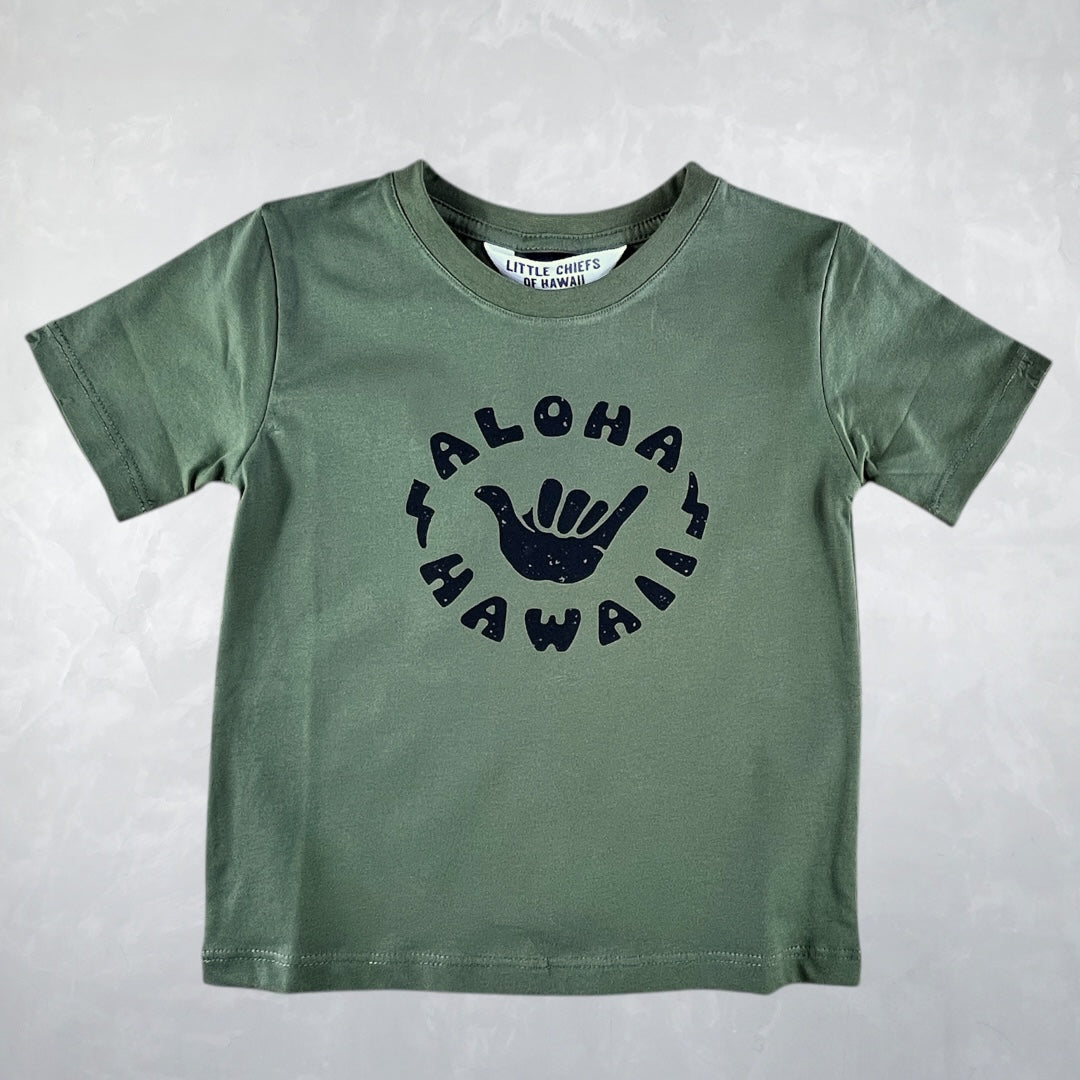 Motif Tee - Shaka Aloha Olive & Black