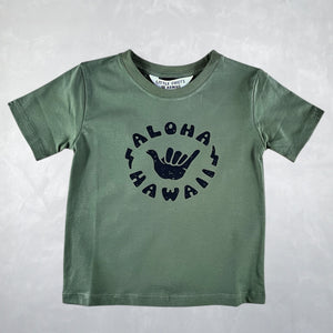 Motif Tee - Shaka Aloha Olive & Black