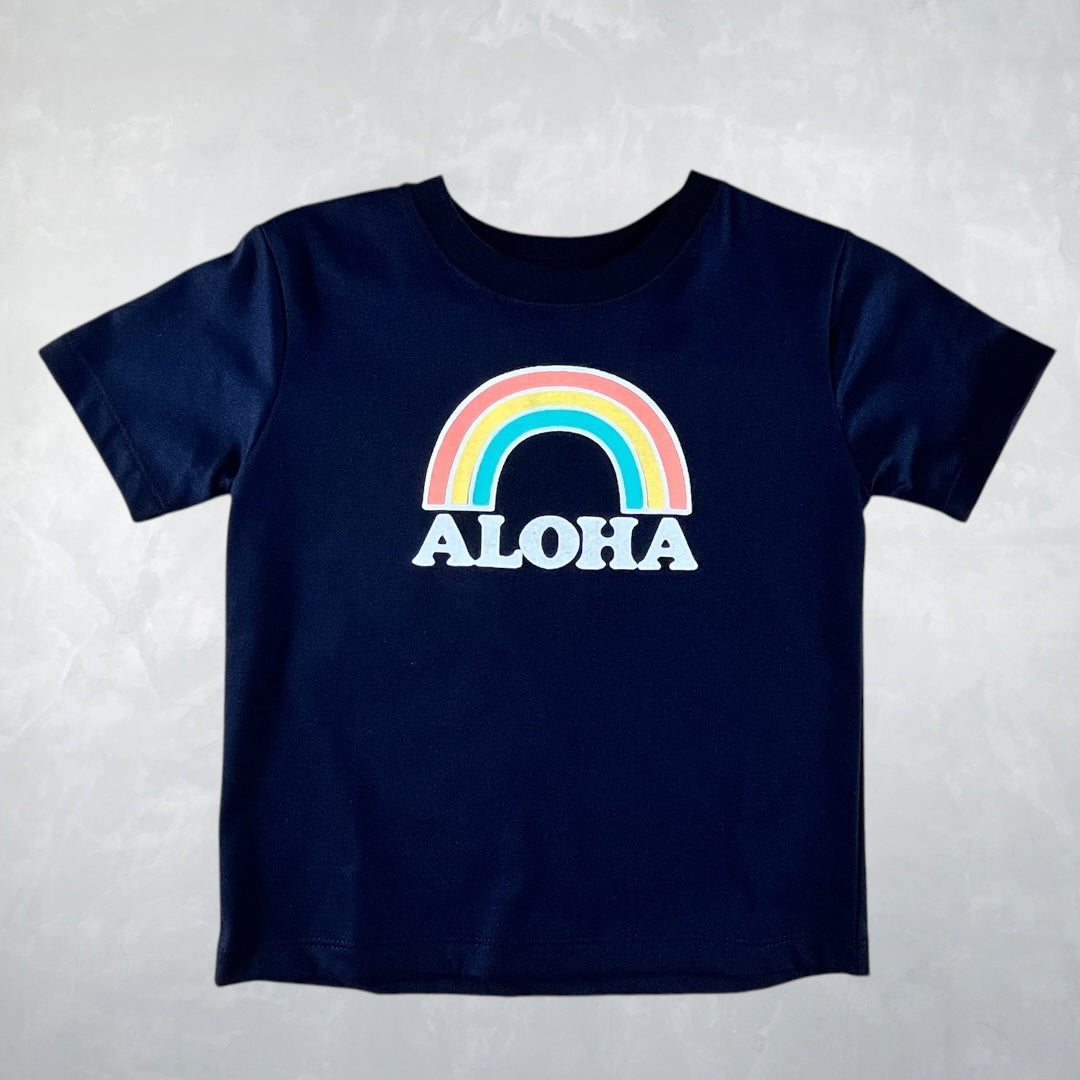 Motif Tee - Rainbow Aloha Black