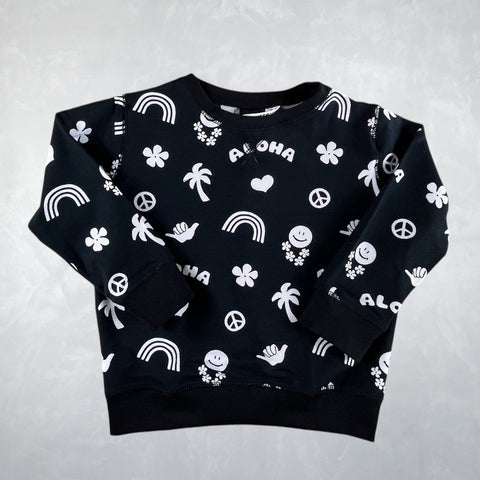 Mauka Pullover  - Heart Hawaii Black