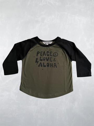 Raglan T-shirt - Peace Love Aloha Army