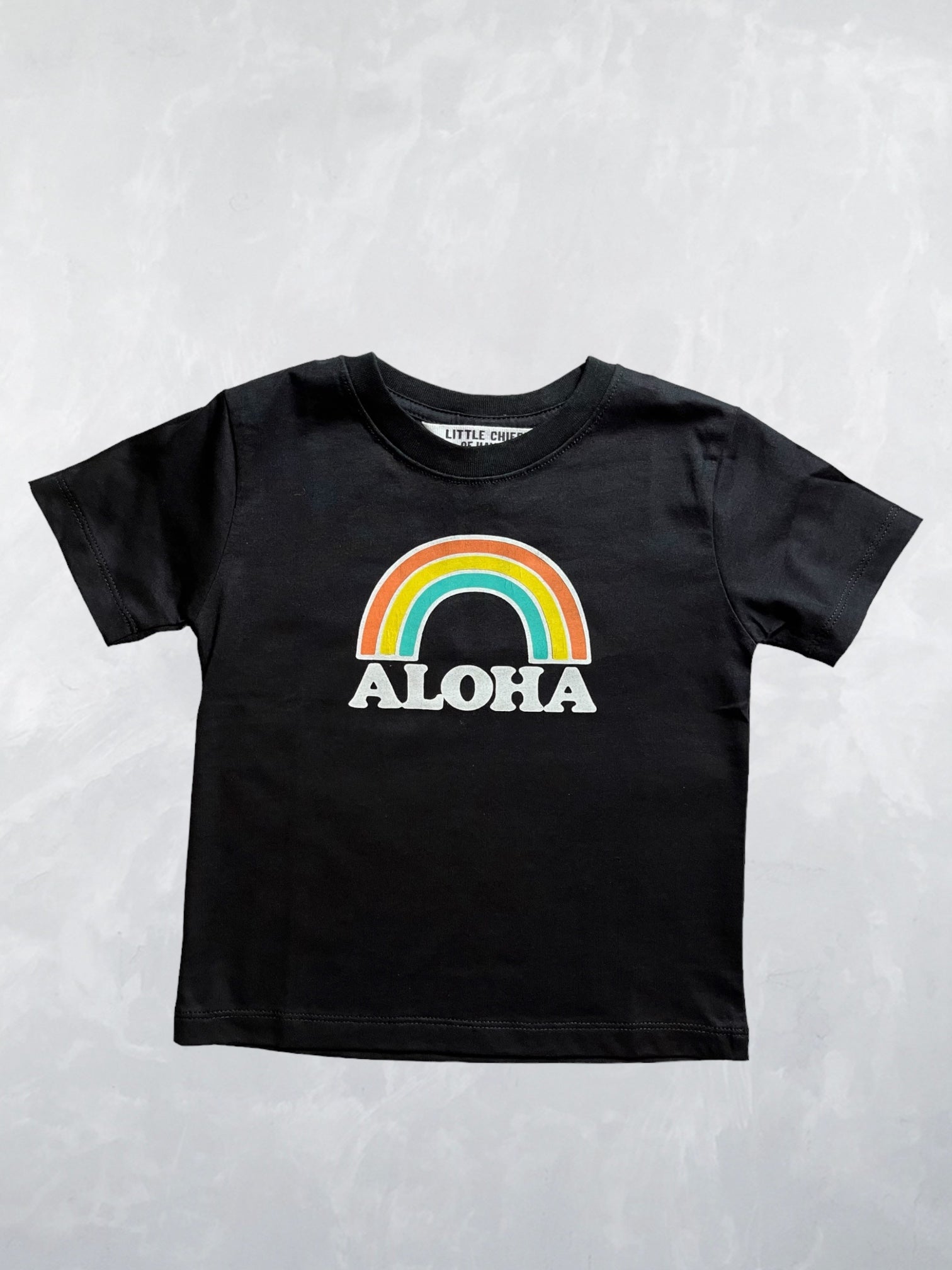 Motif Tee - Rainbow Aloha Black