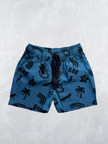 Coconut Shorts - Graffiti Deep Blue
