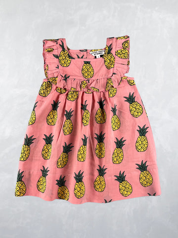 Plumeria Dress - Pineapples Pink